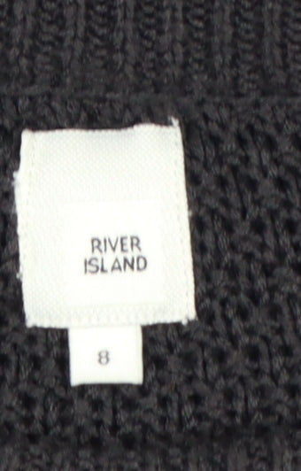 River Island Women Black UK 8 Cable-Knit Crew Neck Pullover Jumper