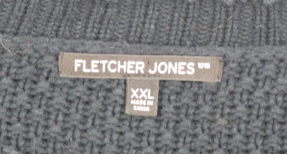 Fletcher Jones Men’s Black 2XL Chunky Knit Cotton Crew Neck Jumper