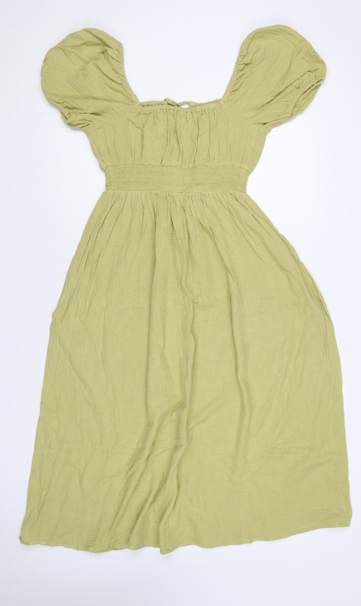 Marks & Spencer Women Green UK 10 Maxi Dress Puff Sleeve Smocked