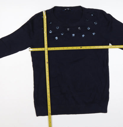 Crew Clothing Company Women's Blue 14 Pullover Sequin Jumper