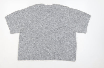 Next Women Grey XL Fluffy Knit Dolman Sleeve Round Neck Jumper