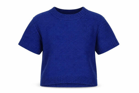 H&M Women’s Blue M Chunky Knit Short Sleeve High Neck Jumper