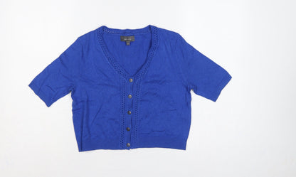 Per Una Women’s Blue UK 10 V-Neck Short Sleeve Cotton Cardigan