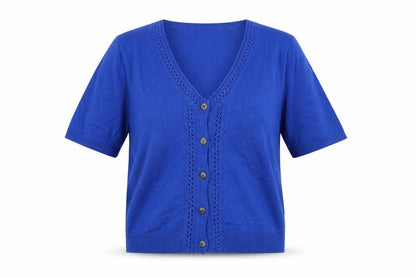 Per Una Women’s Blue UK 10 V-Neck Short Sleeve Cotton Cardigan