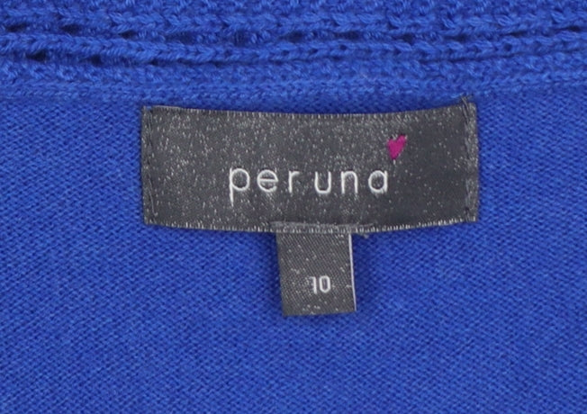 Per Una Women’s Blue UK 10 V-Neck Short Sleeve Cotton Cardigan