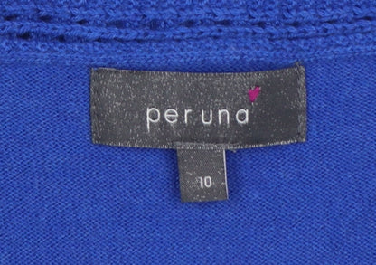 Per Una Women’s Blue UK 10 V-Neck Short Sleeve Cotton Cardigan