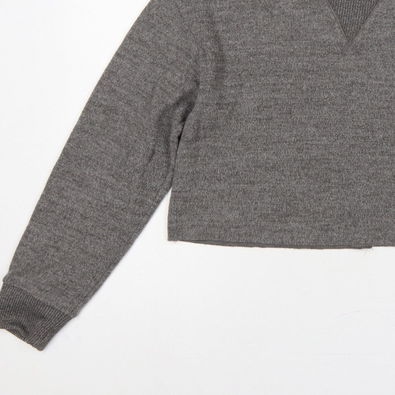 Zara Women Grey M Knit Crew Neck Pullover Sweatshirt Long Sleeve