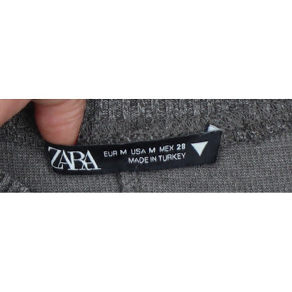 Zara Women Grey M Knit Crew Neck Pullover Sweatshirt Long Sleeve