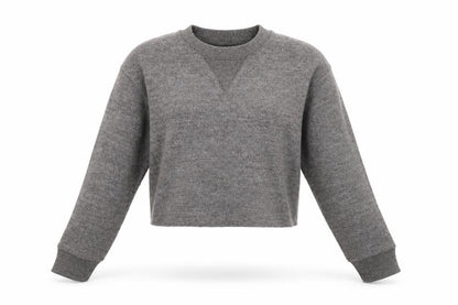 Zara Women Grey M Knit Crew Neck Pullover Sweatshirt Long Sleeve