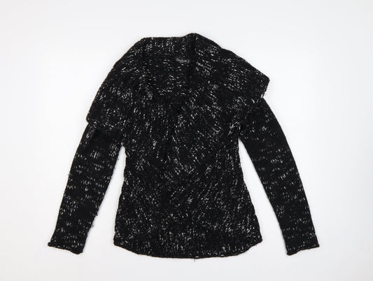 Simona Norelli Women Black UK 10 Chunky Knit Open Cardigan