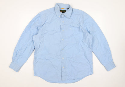 Timberland Men Blue M Cotton Button-Down Long Sleeve Casual Shirt