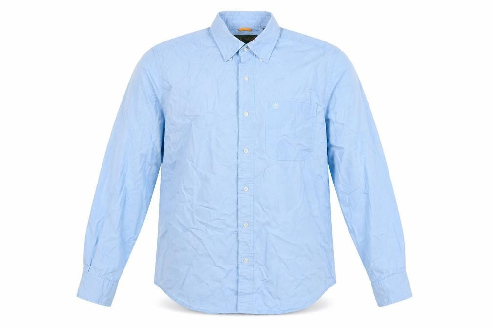 Timberland Men Blue M Cotton Button-Down Long Sleeve Casual Shirt