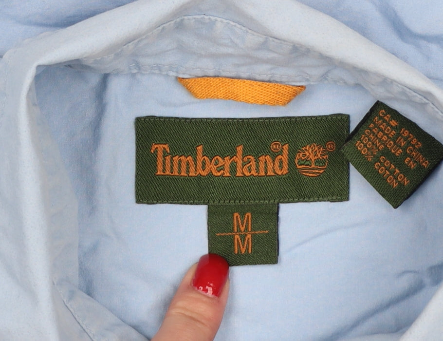 Timberland Men Blue M Cotton Button-Down Long Sleeve Casual Shirt