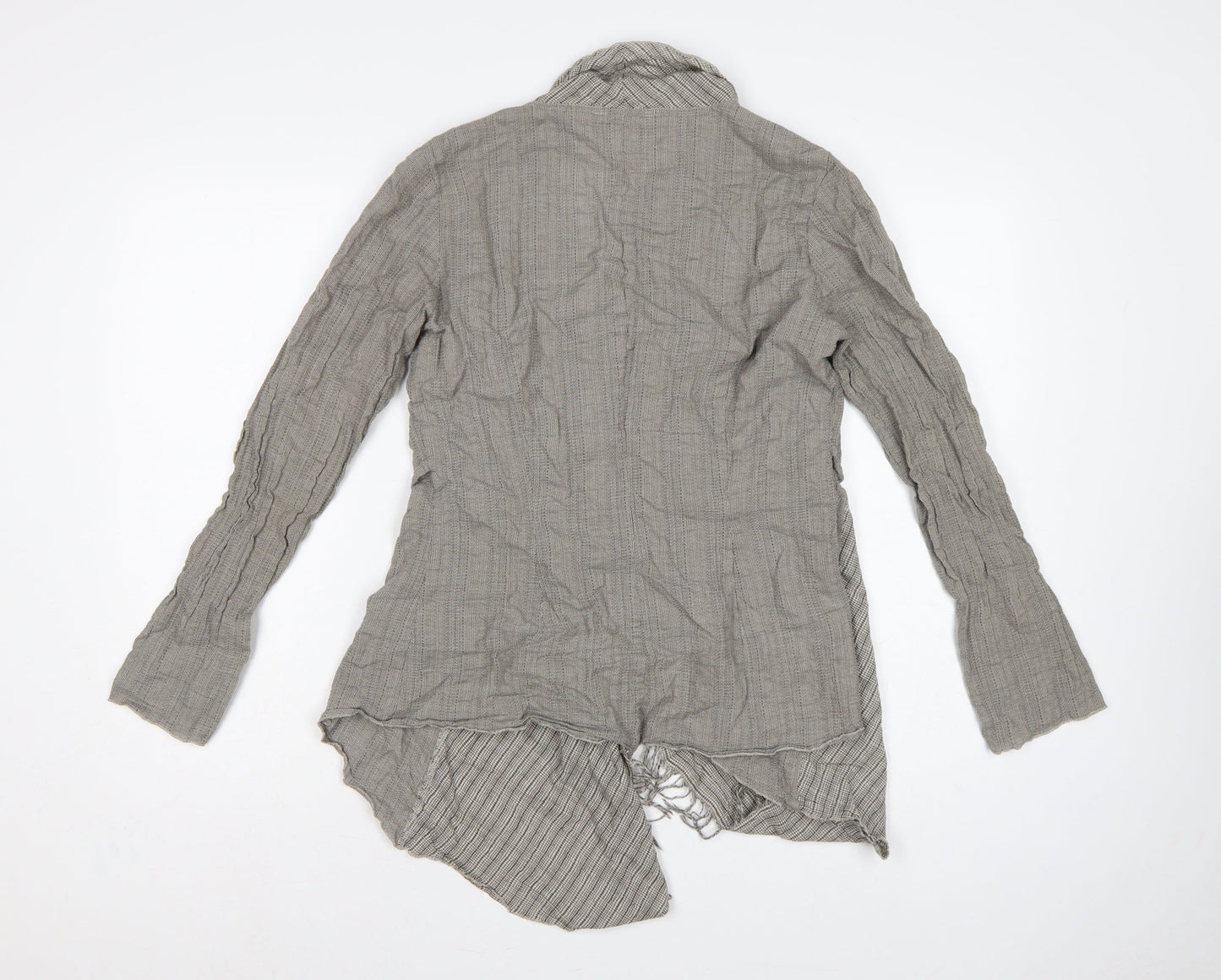Sandwich Women Grey UK 8 Wrap Knit Long Sleeve Belted Fringe Blouse