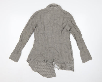 Sandwich Women Grey UK 8 Wrap Knit Long Sleeve Belted Fringe Blouse