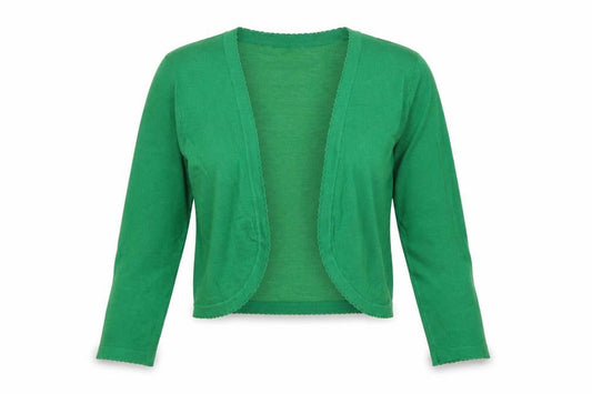 Precis Women Green Small Open Knit V-Neck Cardigan Long Sleeve