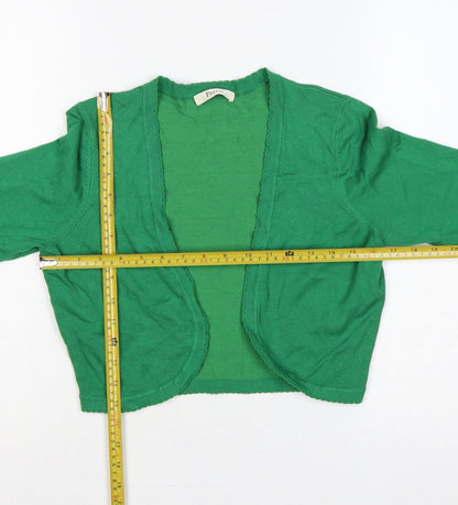 Precis Women Green Small Open Knit V-Neck Cardigan Long Sleeve