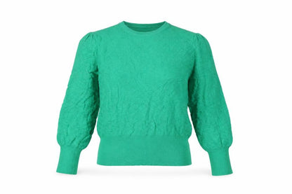 Marks & Spencer Women Green L Cable Knit Puff Sleeve Jumper