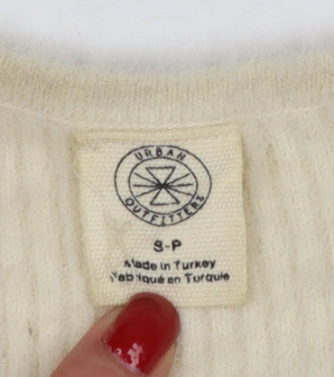 Urban Outfitters Women Ivory S Petite Wrap Tie Knit Cardigan Long Sleeve