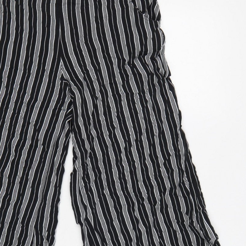 Hollister Women’s Black White Striped S Cropped Wide-Leg Trousers
