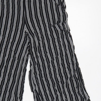 Hollister Women’s Black White Striped S Cropped Wide-Leg Trousers
