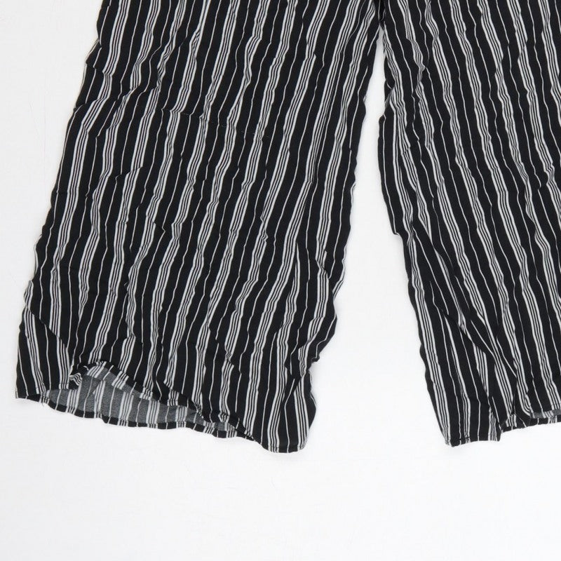 Hollister Women’s Black White Striped S Cropped Wide-Leg Trousers