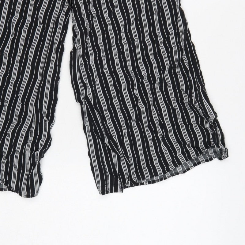 Hollister Women’s Black White Striped S Cropped Wide-Leg Trousers