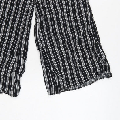 Hollister Women’s Black White Striped S Cropped Wide-Leg Trousers