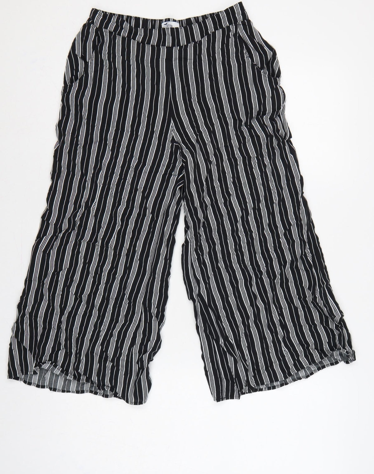Hollister Women’s Black White Striped S Cropped Wide-Leg Trousers