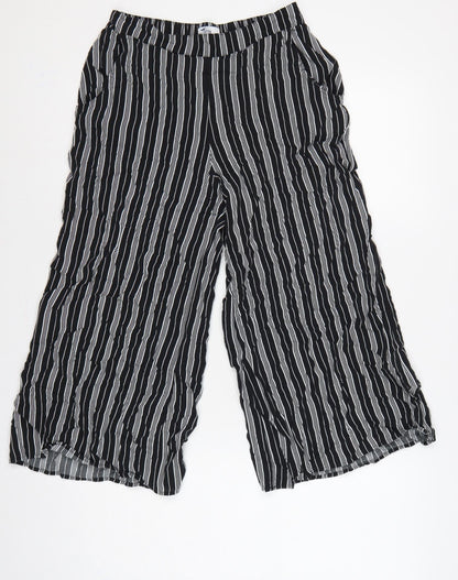 Hollister Women’s Black White Striped S Cropped Wide-Leg Trousers