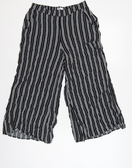 Hollister Women’s Black White Striped S Cropped Wide-Leg Trousers