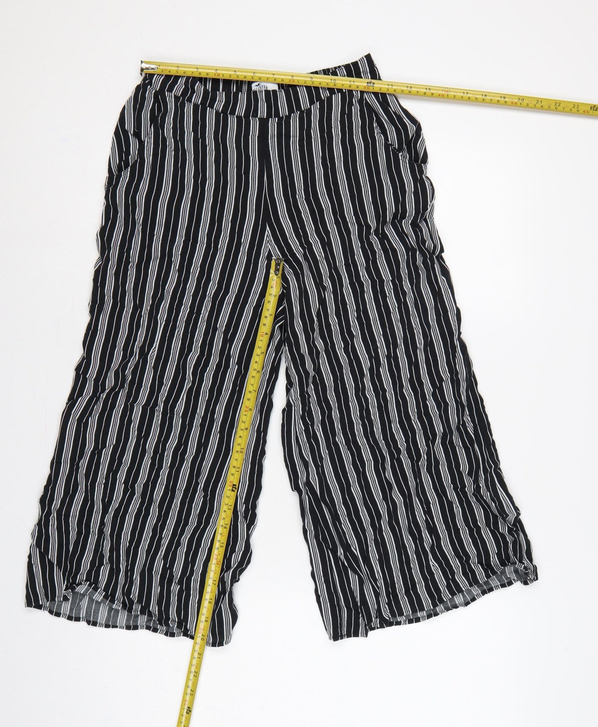 Hollister Women’s Black White Striped S Cropped Wide-Leg Trousers