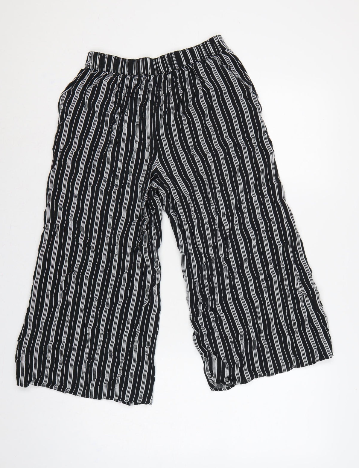 Hollister Women’s Black White Striped S Cropped Wide-Leg Trousers