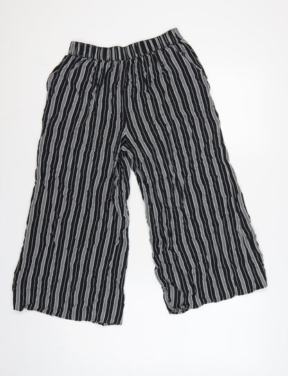 Hollister Women’s Black White Striped S Cropped Wide-Leg Trousers