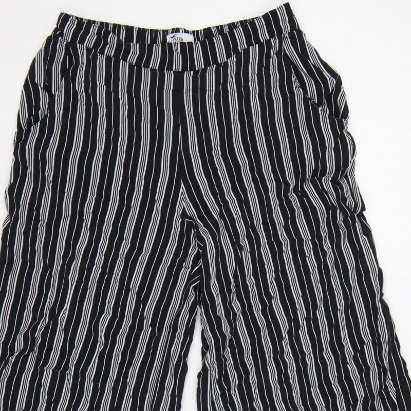 Hollister Women’s Black White Striped S Cropped Wide-Leg Trousers