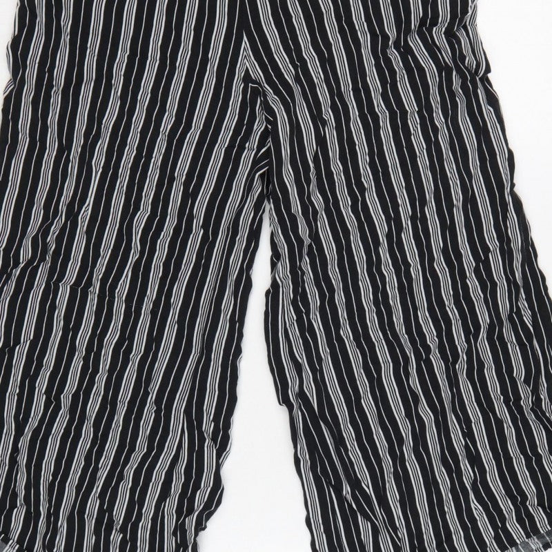 Hollister Women’s Black White Striped S Cropped Wide-Leg Trousers