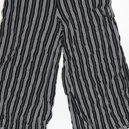 Hollister Women’s Black White Striped S Cropped Wide-Leg Trousers