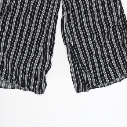 Hollister Women’s Black White Striped S Cropped Wide-Leg Trousers