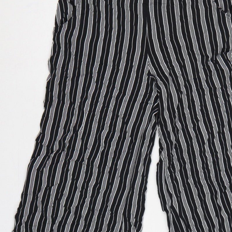 Hollister Women’s Black White Striped S Cropped Wide-Leg Trousers