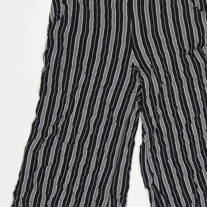 Hollister Women’s Black White Striped S Cropped Wide-Leg Trousers