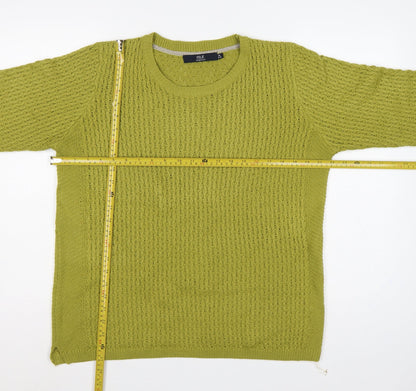 Isle Essentials Women’s Green Open Knit Pullover Jumper UK 14