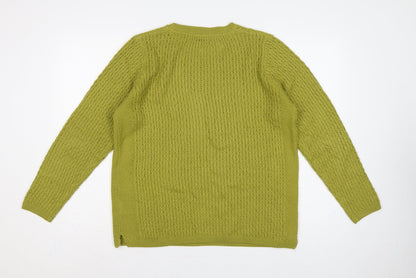 Isle Essentials Women’s Green Open Knit Pullover Jumper UK 14