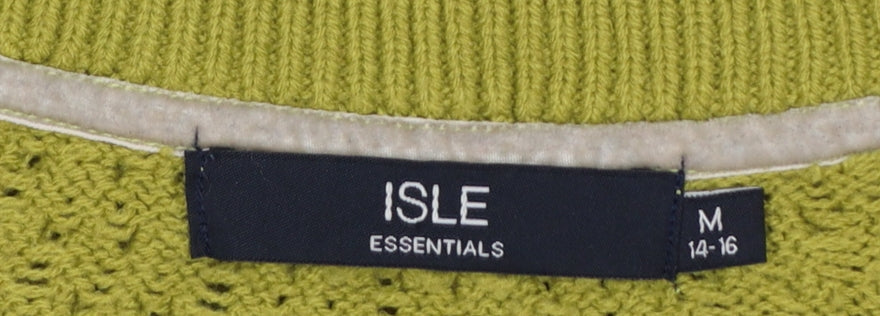 Isle Essentials Women’s Green Open Knit Pullover Jumper UK 14