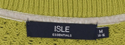 Isle Essentials Women’s Green Open Knit Pullover Jumper UK 14