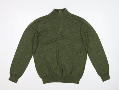 St Bernard Dunnes Men’s Green M Quarter Zip Cotton Knit Jumper