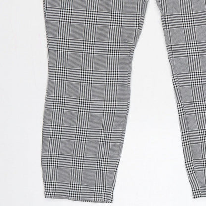 boohoo Women’s Grey Check High Rise Skinny Trousers UK 12