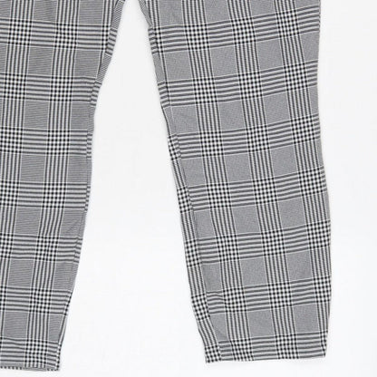 boohoo Women’s Grey Check High Rise Skinny Trousers UK 12