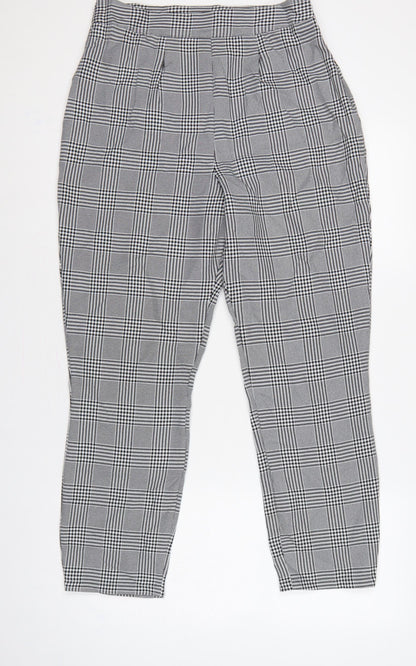 boohoo Women’s Grey Check High Rise Skinny Trousers UK 12