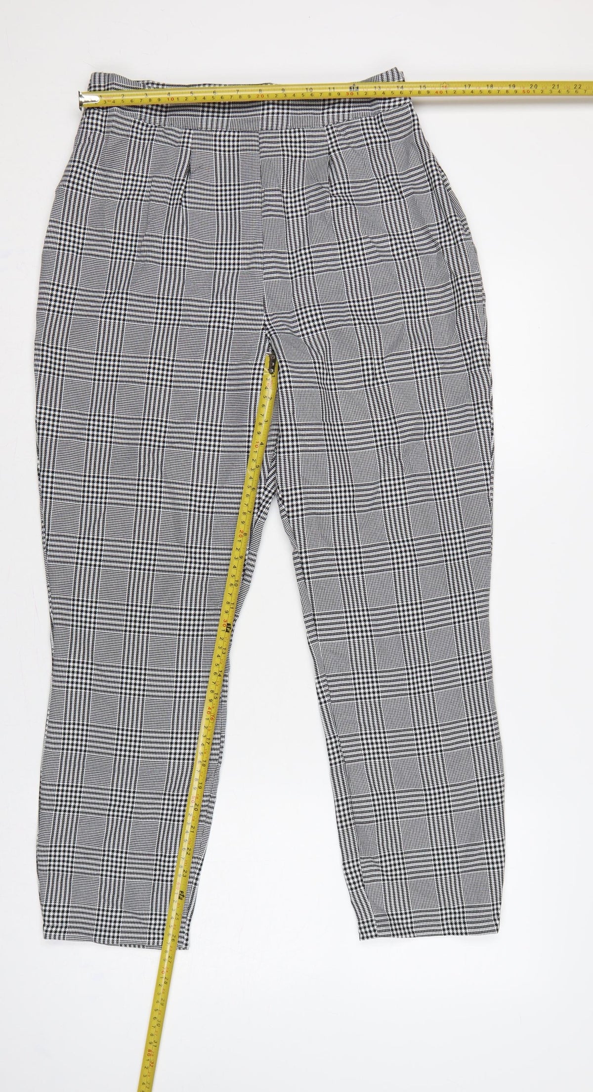 boohoo Women’s Grey Check High Rise Skinny Trousers UK 12