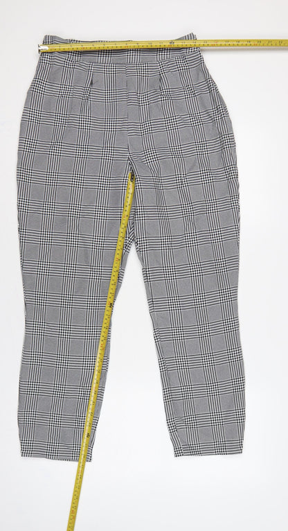 boohoo Women’s Grey Check High Rise Skinny Trousers UK 12
